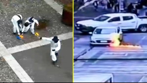 Overoles blancos generan incidentes en Instituto Nacional: Bomba molotov alcanzó auto donde había niños