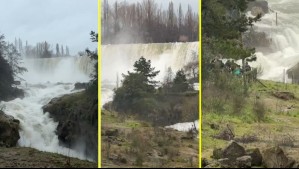 Imágenes muestran el aumento del caudal en el Salto del Laja tras intensas lluvias