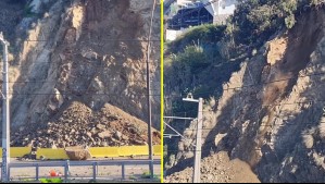 Videos muestran derrumbe en cerro de Viña del Mar que mantiene interrumpido el tránsito en la Avenida España