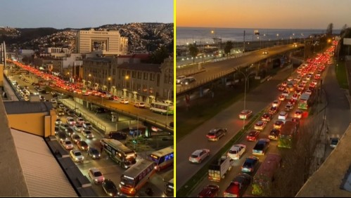 Cortes podrían continuar hasta el lunes: Reportan gran congestión Valparaíso por cierre de la Avenida España tras derrumbe