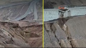 Enorme socavón destruye tramo de la ruta entre Iquique y Alto Hospicio por paso del sistema frontal
