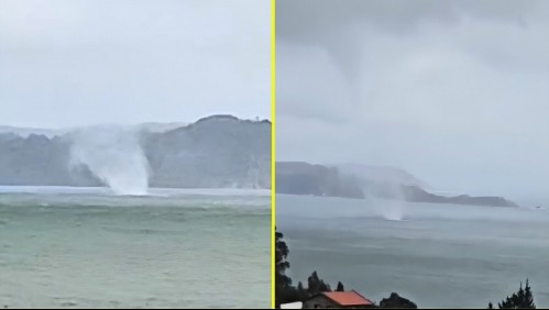 Tromba marina en Tomé: Video muestra el fenómeno registrado en la costa del Biobío