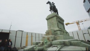 Termina restauración del plinto del monumento a Baquedano y recupera su color verde