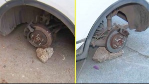 Robo en Puente Alto: Vehículo amaneció sin sus cuatro neumáticos y apoyado sobre piedras