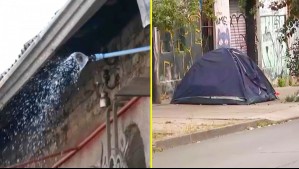 Regaderas 'anti rucos': Vecinos del Barrio Matta crean particular sistema para despejar la vereda