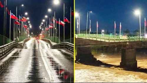 Colapsa tramo del Puente Viejo de Lautaro en medio de intenso sistema frontal