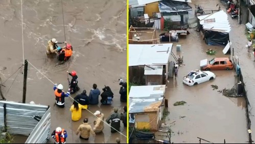 Rescate aéreo en Talagante: Evacúan a personas aisladas por aumento del caudal del río Mapocho