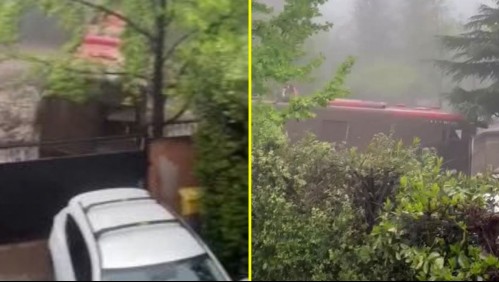 Videos muestran la fuerza del aluvión en Las Condes: Bus RED es completamente arrastrado por el agua
