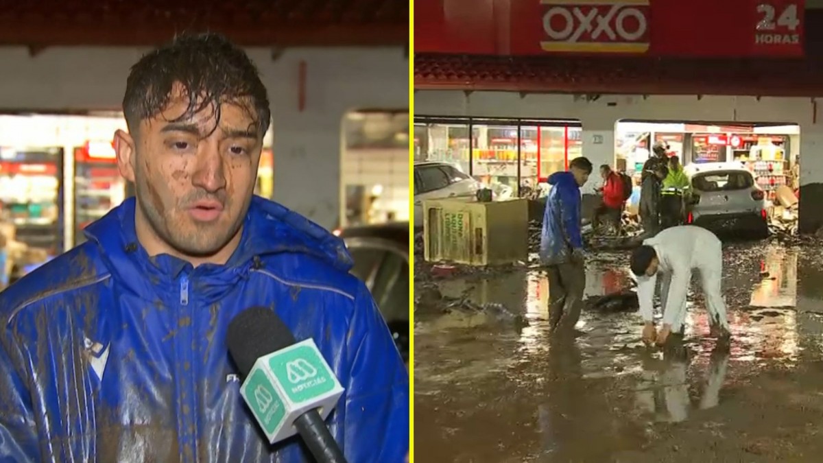 Primos lograron sacar vehículos incrustados en una tienda tras aluvión en Las Condes