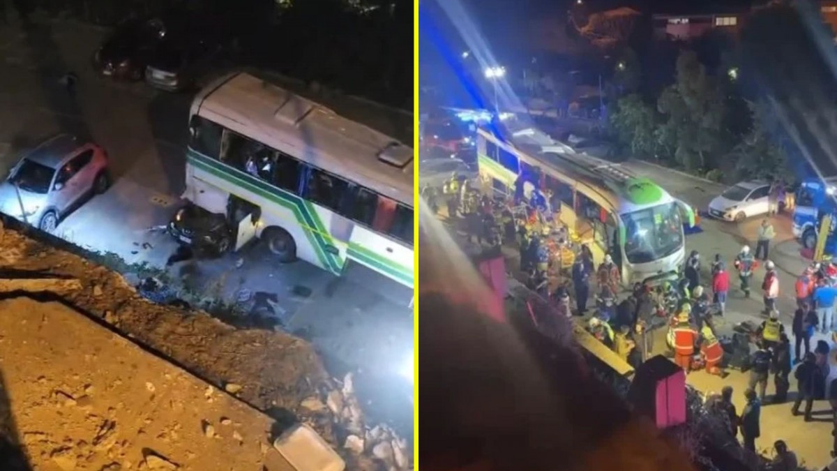 Bus se desbarranca y cae en un condomino en Valparaíso: Confirman una persona fallecida y unos 40 lesionados