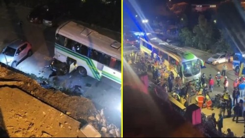 Bus se desbarranca y cae en un condomino en Valparaíso: Confirman una persona fallecida y unos 40 lesionados