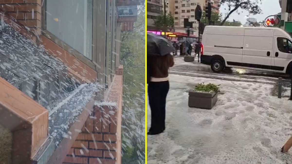 El suelo quedó blanco: Videos muestran intensa caída de granizos en distintas comunas de Santiago