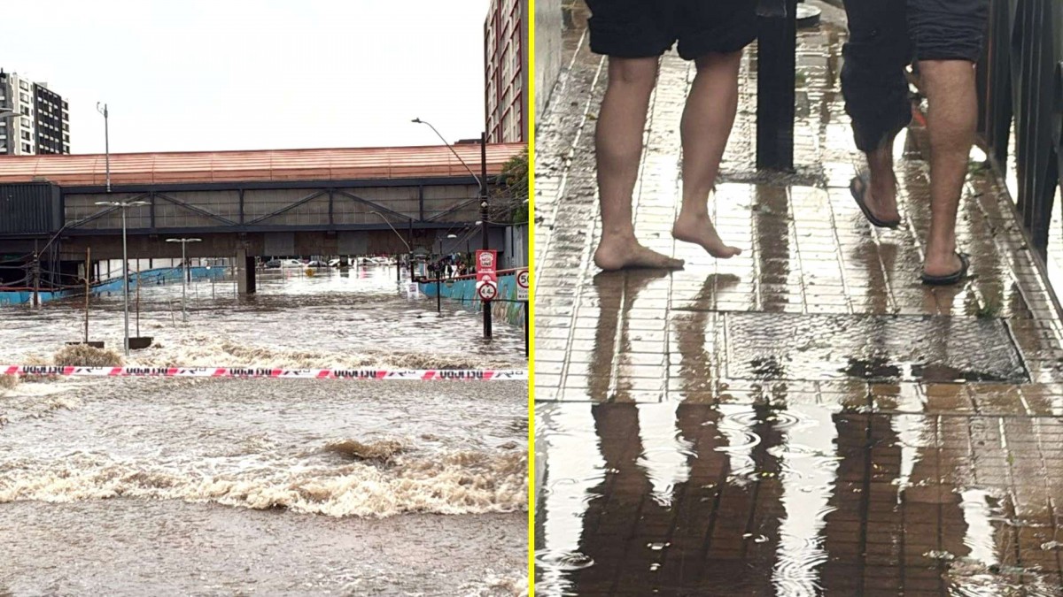 Santiago bajo el agua: Inundaciones, autos atrapados, problemas en el Metro y gente caminando descalza para cruzar las calles