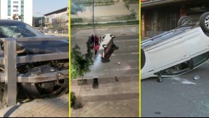 Tres accidentes de tránsito en Santiago: Dos autos terminaron volcados y un conductor se dio a la fuga