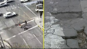 Puente agrietado tras lluvias en Santiago fuera del Metro Toesca: Piden precaución a conductores