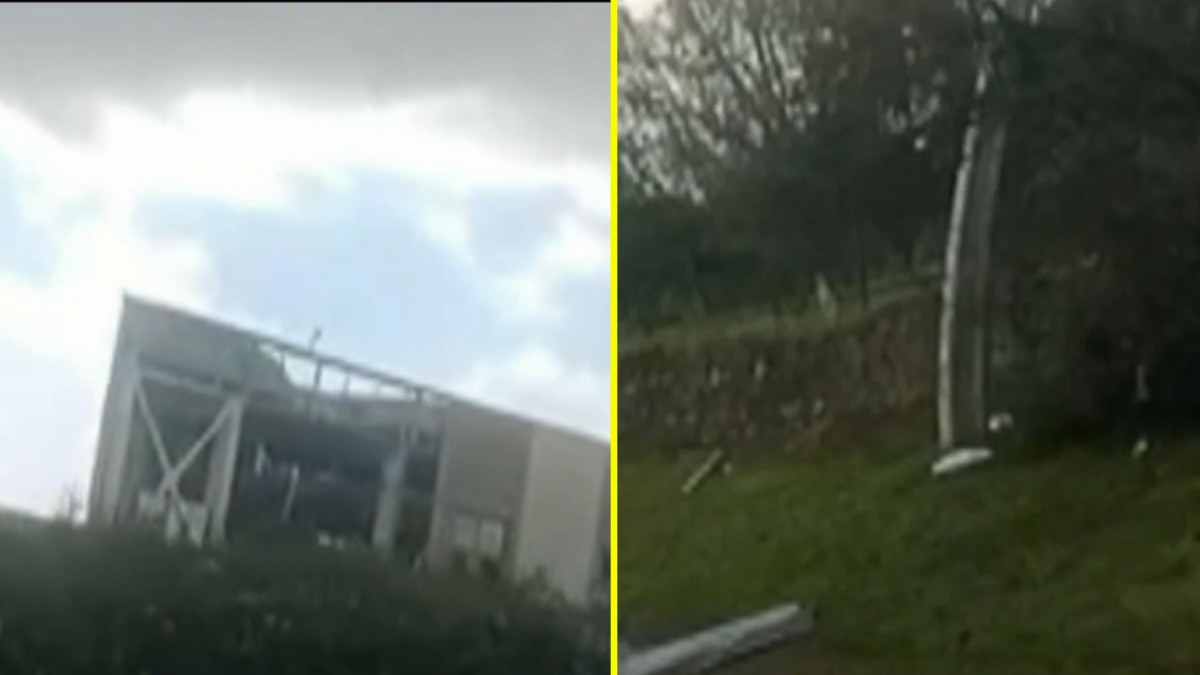 Las primeras imágenes tras el paso del tornado en la región de O'Higgins: postes doblados, árboles caídos y congestión en la ruta
