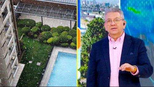 Imágenes de granizos y Jaime Leyton en TV.