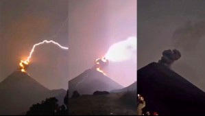 Captan en video el impresionante impacto de un rayo a un volcán en plena erupción