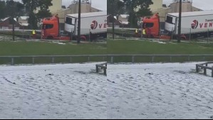 En video: Intensa granizada en Chiloé provoca accidente de tránsito con un camión de carga