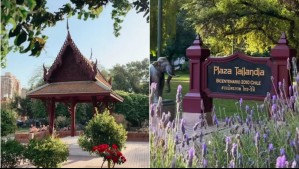 La pequeña y encantadora Plaza de Tailandia en Santiago: 'El lugar está lleno de rosas, lavandas y muchas flores'